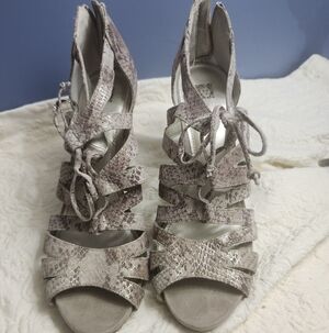 Anne Klein iflex Akornella Snakeskin Open Toe Heels